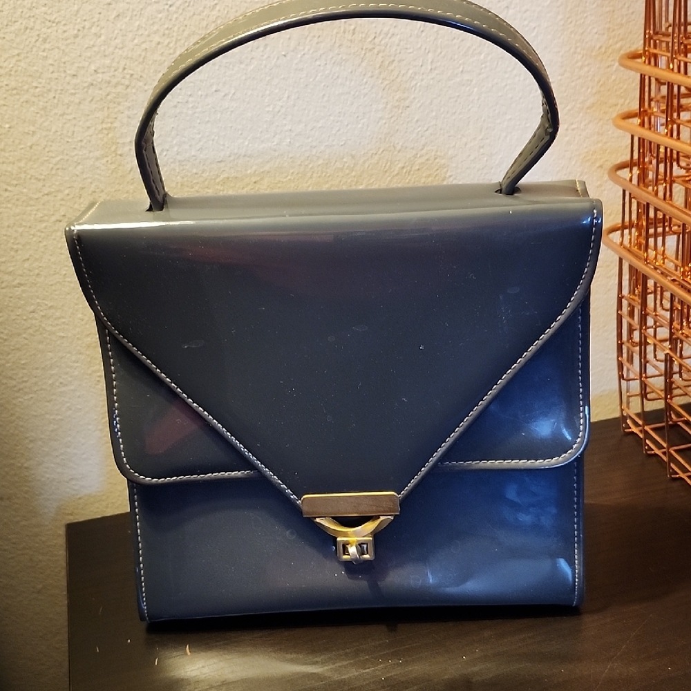 Vintage Gray Patent Handbag